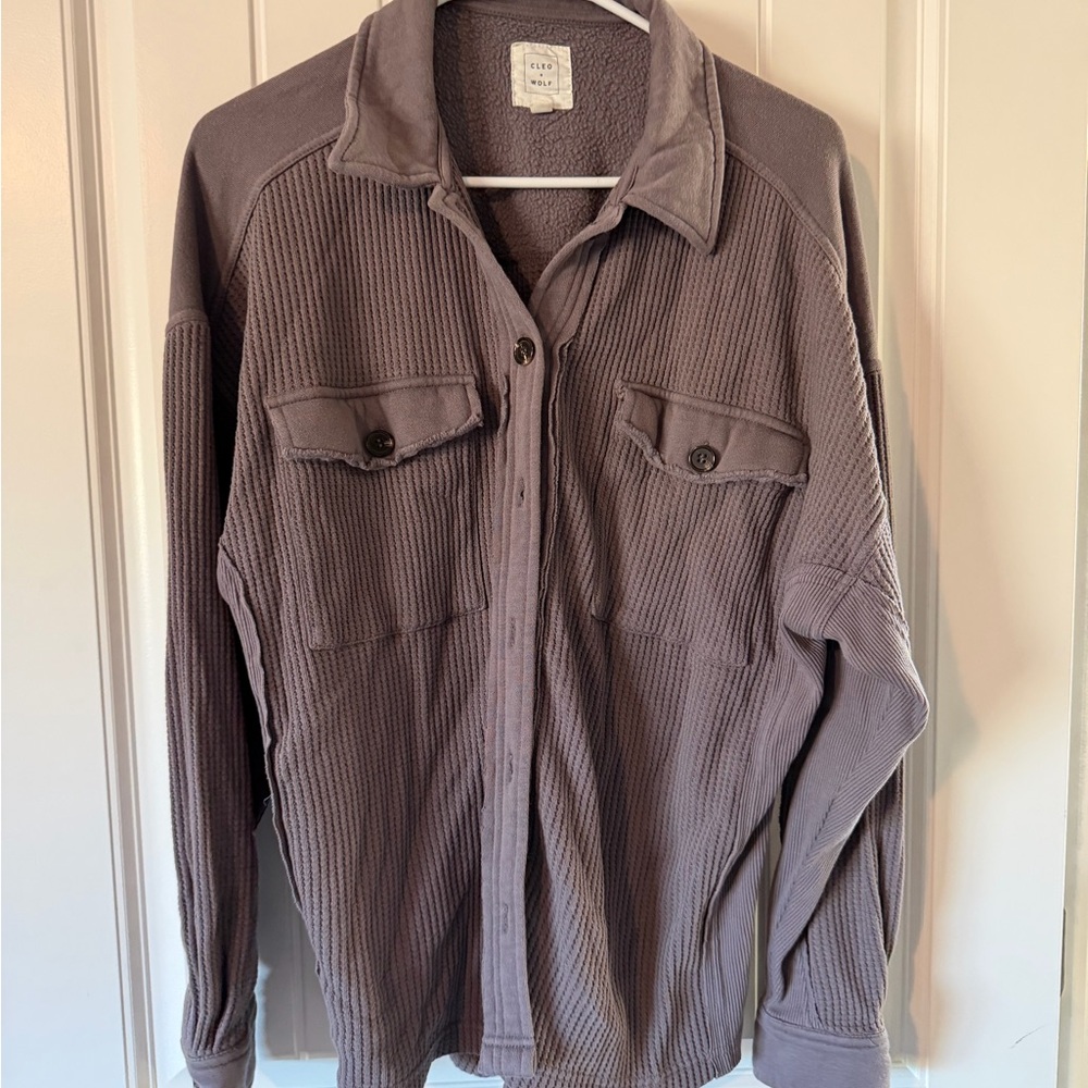 Cleo and wolf Purple Waffle Knit Shirt